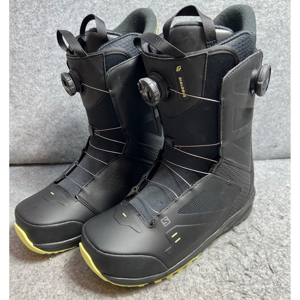 Salomon Dialogue Dual BOA Snowboard Boots Black Lime Green Winter Mens Size 11
